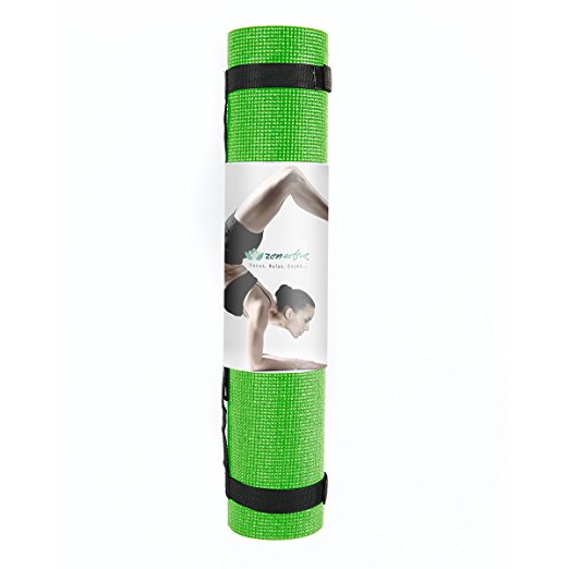 Zen Active Non-Slip Yoga Mat ✮ Extra Thick 1/4" (7mm) ✮ Environmentally Friendly Exercise Mat w/ Strap ✮ Best Yoga Mat for Home and Travel ✮ Extra Long 72" Memory Foam Is Good For Your Knees And The Earth ✮ 100% Money Back Guarantee