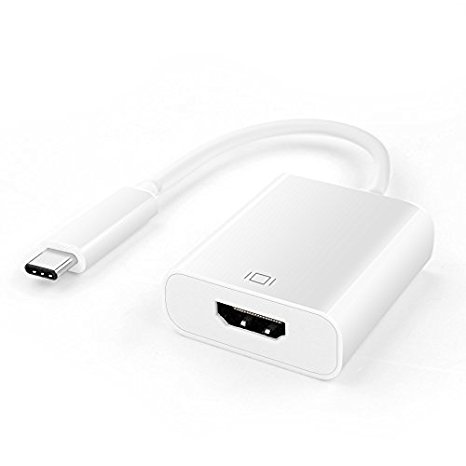 TNP USB Type C to HDMI Adapter - USB-C 3.1 Male to HDMI Female High Speed Ultra HD UHD 4K 1080P Video Audio AV Adaptor Converter Cable Wire Cord Plug Connector (White)