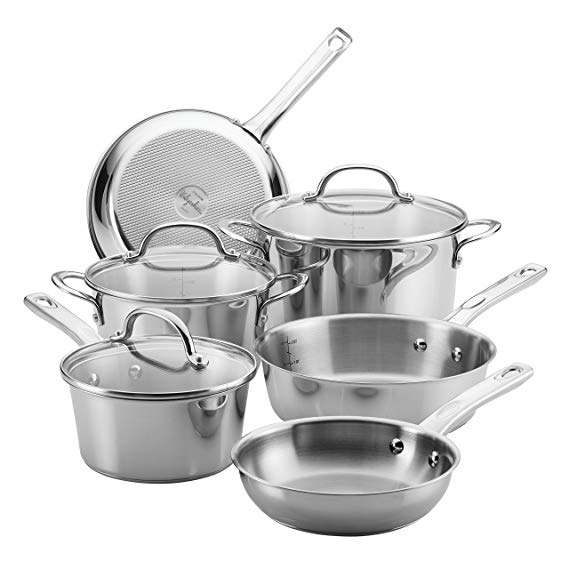 Ayesha Curry Home Collection Stainless Steel Cookware Set, 9-Piece