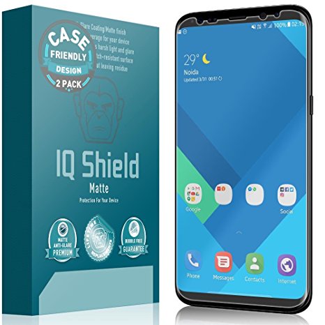 Galaxy S8 Screen Protector (Not Glass), IQ Shield Matte Full Coverage Anti-Glare Screen Protector for Samsung Galaxy S8 (2-Pack,Case Friendly) Bubble-Free Film