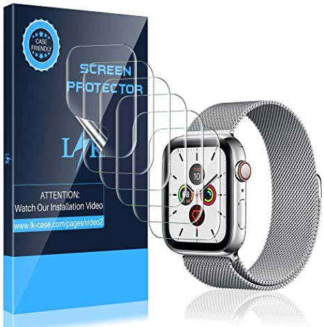 LK[6 Pack] Screen Protector for Apple Watch Series 5/4 40mm, Series 3/2 / 1 38mm, [New Version] [Full Coverage] [Case Friendly] HD Clear Flexible Film