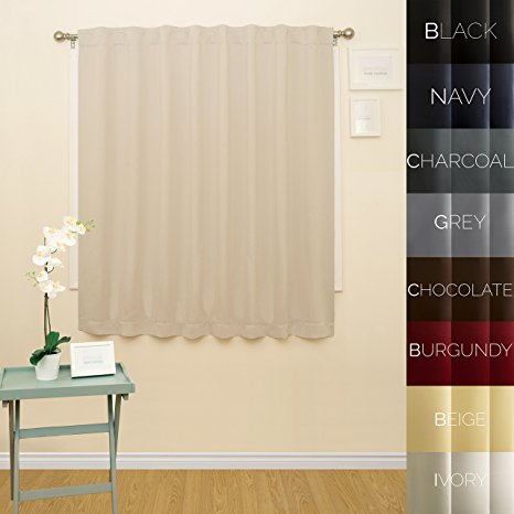 Prestige Home Fashion Wide Width Thermal Insulated Blackout Curtain - Back Tab / Rod Pocket - Ivory - 76"W x 63"L, 1 Panel
