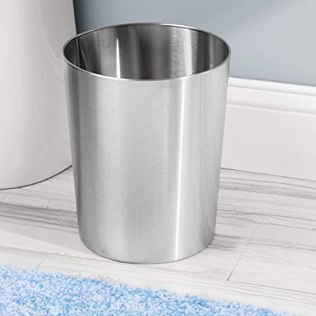 InterDesign 25244 Patton Round Waste Basket Trash Can for Bathroom, Kitchen, Office  Polished - Polished/Stainless