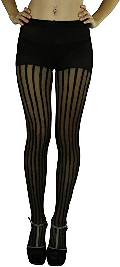 ToBeInStyle Women's Pin Striped Sheer Full Footed Pantyhose