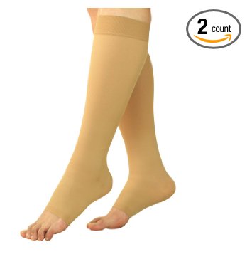 Maternity Compression Stockings - Pregnancy Leggings - Knee High Open Toe Socks