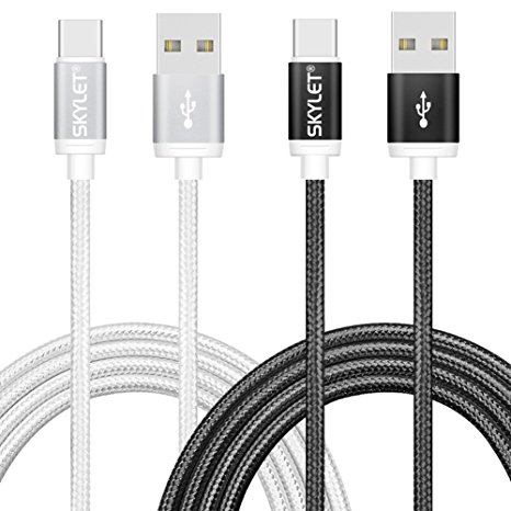 USB Type C Cable, SKYLET 2 Pack Braided Charging Cable for Galaxy Note 7, LG G5, Nexus 5x/6p, Huawei P9, OnePlus