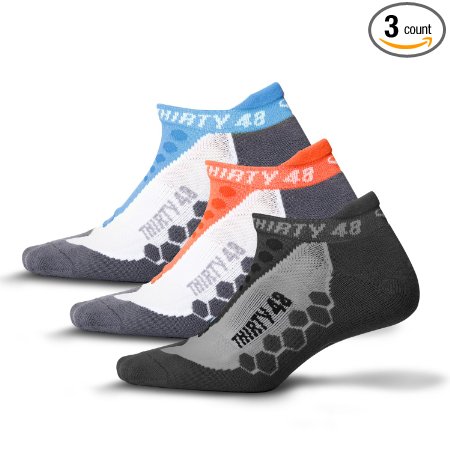 Thirty48 Running Socks Unisex, CoolMax® Fabric Keeps Feet Cool & Dry; 1,3&6 Pairs