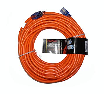 ProStar 12 Gauge SJTW 3 Conductor 100 Foot Extension Cord With Lighted Ends - Orange