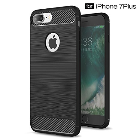 iPhone 7 Plus Case,Airsspu [Premium Texture] [Resilient Strength] Durable Anti-Slip,Flexible TPU Slim Body Defensive Case for Apple iPhone 7 Plus-Black