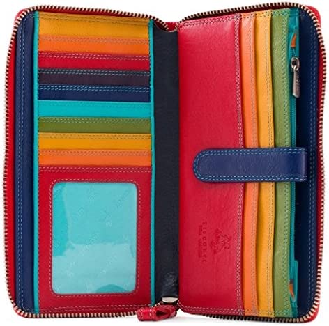 Visconti SP33 Multi Colored Soft Leather Ladies Wallet Purse Clutch 8" x 4" x 1"