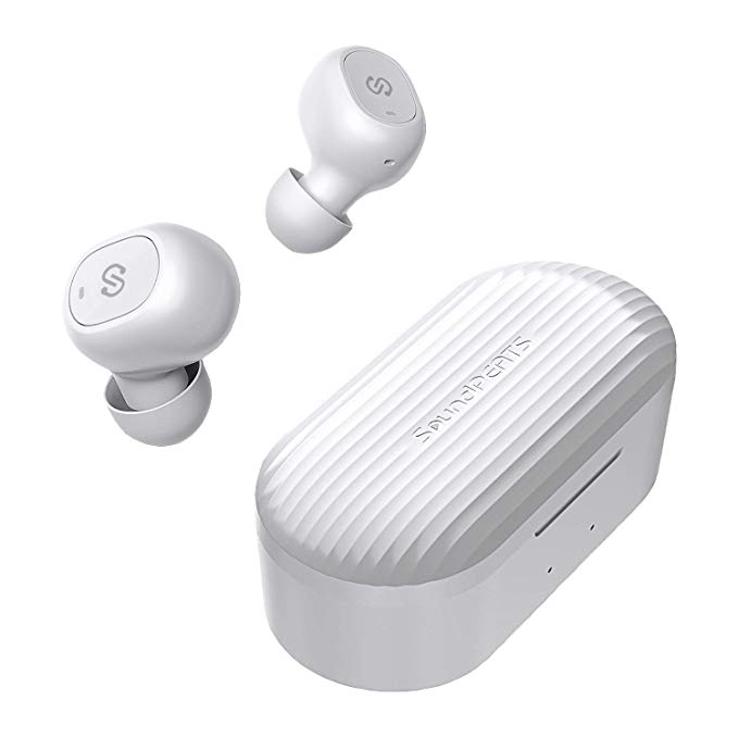 SoundPEATS True Wireless Earbuds 5.0 Bluetooth Headphones in-Ear Stereo Wireless Earphones with Microphone Binaural Calls, One-Step Pairing, Total 35 Hours, Upgraded TrueFree Plus - White