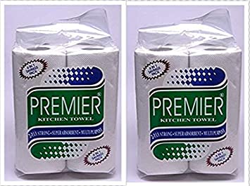 Premier Paper Kitchen Tissue - 60 Pulls (2 Ply Roll, 4 x Pack of 2)