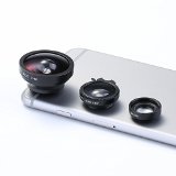 Luxsure Universal 3 in 1 Clip Cell Phone Camera Lens Kit 04X Super Wide Angle Lens  180 Degree Fish Eye Lens  Macro Lens Clip Camera Photo Kit for Iphone 6 plus655sSamsungHTCSonyiPadand other Smartphones Mobile Phone Black