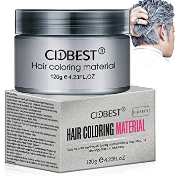 Hair Wax , Silver Grey Hair Color Wax, Temporary Hair Mud Cream, Fresh and Natural Hairstyle Pomades, Natural Matte Hairstyle Hair Dye Wax for Daily use Party, Cosplay