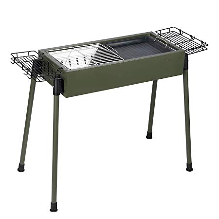 Uten Barbecue Charcoal Grill Stainless Steel, Portable BBQ Grill for Outdoor Cooking Camping Picnics - Green [Upgraded]