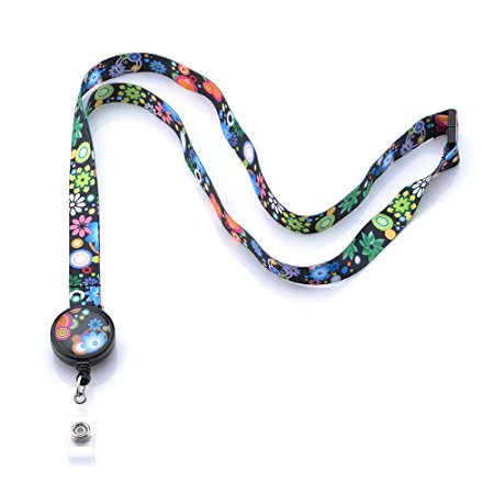 GREKYWIN different colors and patterns Lanyard with Retractable Badge Reel ID Card Name Tag Badge Holder Card Holder
