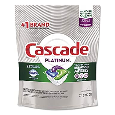 Cascade Platinum ActionPacs Dishwasher Detergent, Fresh Scent, Pack of 21 Pods