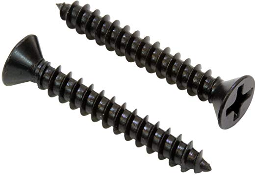 #8 X 2'' Black Xylan Coated Stainless Flat Head Phillips Wood Screw (25 pc) 18-8 (304) Stainless Steel Screw by Bolt Dropper