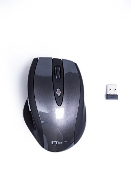 Uping® 2.4GHz ergonomic High Precision optical cordless laser mouse 18 Month Battery Life low power Indicator 4 Adjustment of CPI Levels: 2000/1600/1200/800 CPI 6 buttons Nano USB wireless receiver black