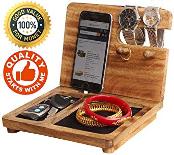 Deal of The Day - Wooden Docking Station, Desk Organizer, Nightstand Docking Station, Unique, Wood Docking Station, Birthday Gift, Gift for Men