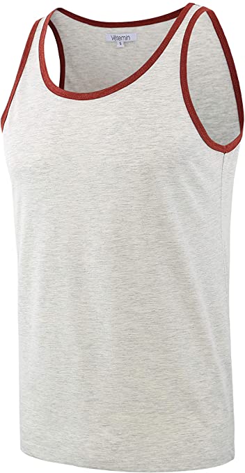 Vetemin Mens Premium Basic Solid Vintage Athletic Jersey Tank Top Casual Shirts