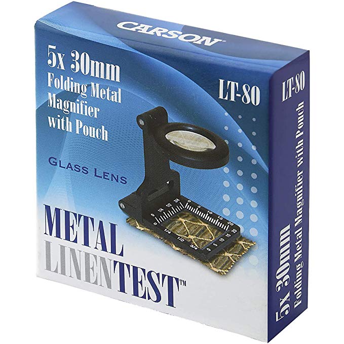 Carson Metal LinenTest 5x30mm or 6.5x20mm Glass Magnifiers with Soft Pouch (LT-60, LT-80)