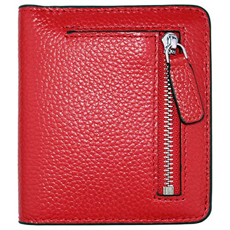 Women's RFID Blocking Small Genuine Leather Wallet Ladies Mini Card Case Purse