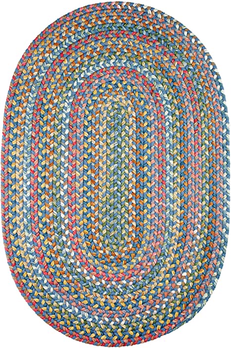 Super Area Rugs Gemstone Made in USA Braided Rug Colorful Kitchen Living Room Carpet, Sapphire 2' X 3'