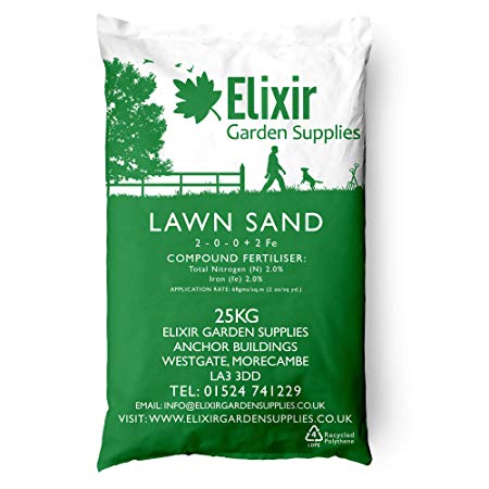 Elixir Gardens ® 25Kg LAWN SAND (FINE) WITH FERTILISER AND MOSS KILLER