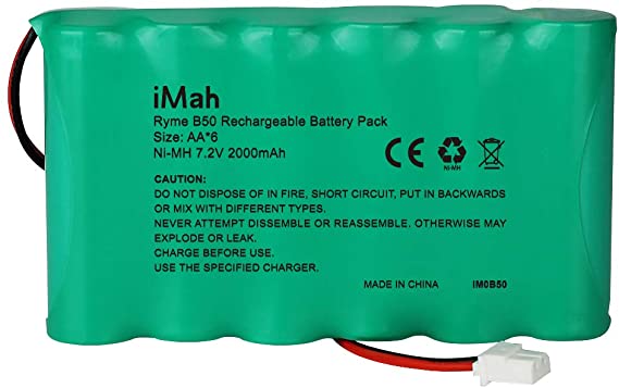 iMah Ryme B50 6-Cell 2000mAh 7.2V AA Battery Pack 300-03864-1 300-03865 for ADT ADI Ademco Lynx WALYNX-RCHB-SC Honeywell Lynx Touch K5109 L3000 L5000 L5100 Security Alarm