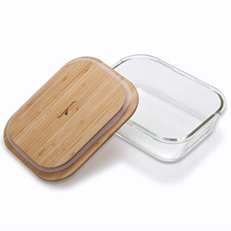 Nummyware Plastic-Free Glass Food Container with Sustainable Bamboo Top (2260mL)