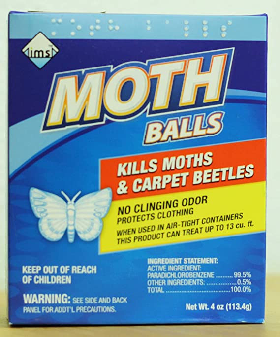 Moth Balls, Kills Moth & Carpet Beetles, 4 Oz