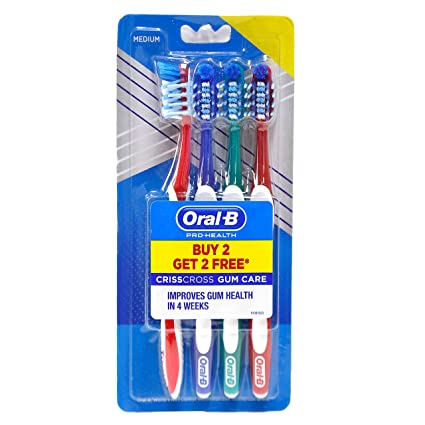 Oral B Pro-Health Gum Care Toothbrush, Medium, Manual, Adult (Buy Two Get Two Free) Multicolor