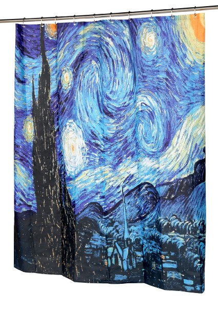 Carnation Home Fashions The Starry Night Fabric Shower Curtain 72L x 70W
