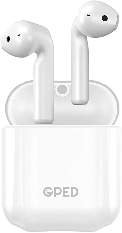Wireless Earbuds, GPED Bluetooth 5.0 Earbuds Noise Canceling Wireless Headphones 30H Cycle Playtime Hi-Fi APT-X CVC8.0 Sweatproof Earphones with mic, in-Ear Headset for iPhone Android (White)