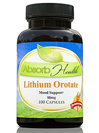 Lithium Orotate | 100 Capsules | 5mg of Elemental Lithium | Balances Mood and Improves Brain Function by Absorb Health