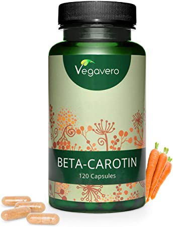 Beta Carotene Capsules VEGAVERO®| Free from Gelatine | 100% Natural - from Carrots | Summer - Sun - Vacation | 4 Month Supply | Lab Tested | No Artificial additives | ProVitamin A