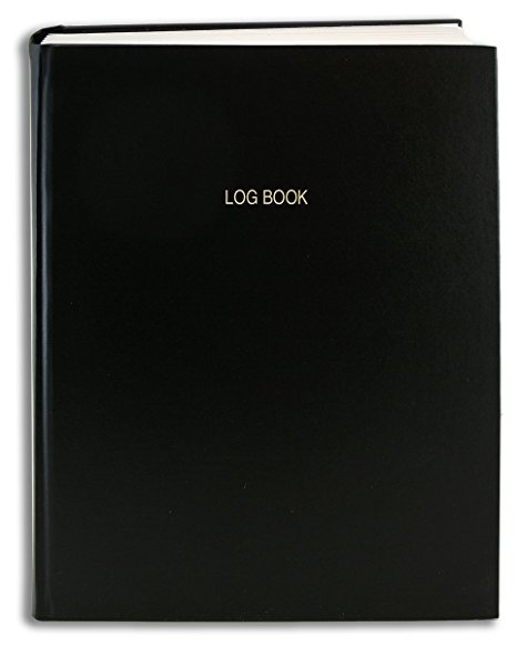 BookFactory Log Book / Multipurpose Log Book - 168 Pages, 8" x 10", Black Cover, Smyth Sewn Hardbound (LOG-168-SRS-A-LKT2)