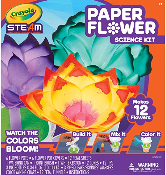 Crayola Paper Flower Science Kit, Color Changing Flowers, Gift for Kids, Ages 7, 8, 9, 10