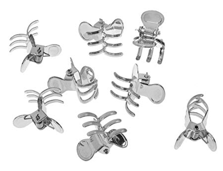 L. Erickson Clip & Go Mini Metal Jaw Hair Clips, Silver, Set of 8 - Strong Hold For Easy Styling Solutions