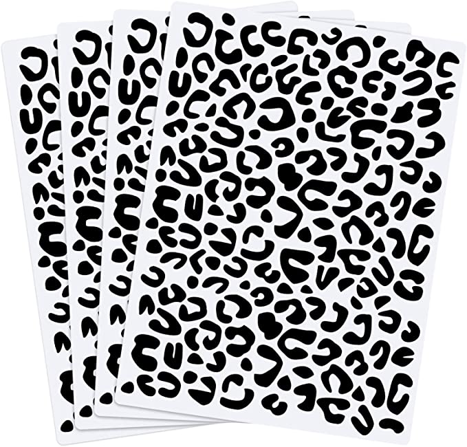 4 Pieces Leopard Skin Stencil A5 Size Painting Stencil Reusable Painting Stencil Template for Scrapbooking Drawing Tracing DIY Furniture Wall Floor Decor