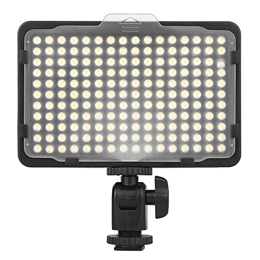 Craphy 176 LED PT-176S Ultra Compact LED On Camera Photo Video Light with Dimmable Panel White Orange Filters for Canon Nikon Pentax JVC DSLR DV Camcorder