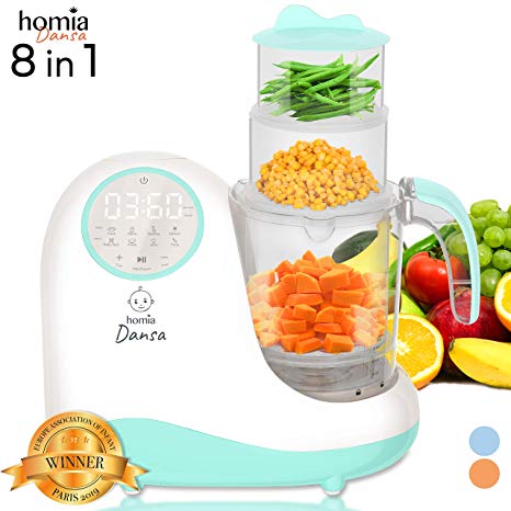 Baby Food Maker Chopper Grinder - Mills and Steamer 8 in 1 Processor for Toddlers - Steam, Blend, Chop, Disinfect, Clean, 20 Oz Tritan Stirring Cup, Touch Control Panel, Auto Shut-Off,110V Only, Green