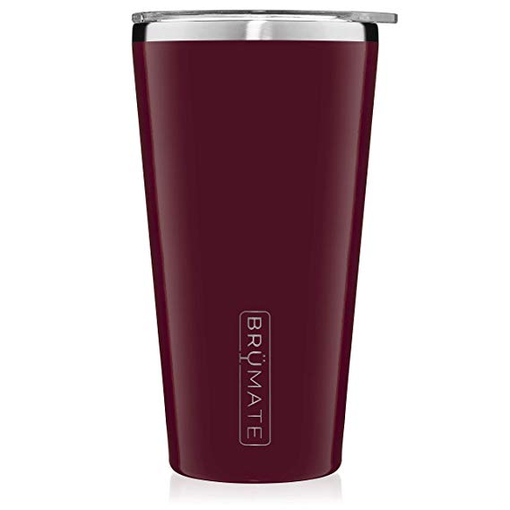 Brümate Imperial Pint 20oz Shatterproof Double Wall Vacuum Insulated Stainless Steel Travel & Camping Mug for Beer, Cocktails, Coffee & Tea with Splash-Proof Lid for Men & Women (Merlot)