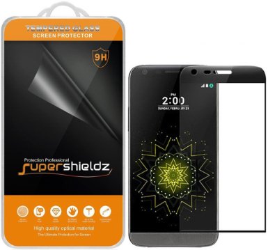 LG G5 Tempered Glass Screen Protector, [Full Screen Coverage] Supershieldz® Anti-Scratch, Anti-Fingerprint, Bubble Free