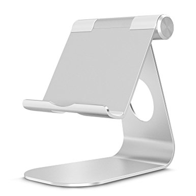 OMOTON Stand for Nintendo Switch, Tablet, Multi-Angle Aluminum Holder, Particular Cut Out for Convenient Charging, Also Fits All Smart Phones, E-readers and Tablets (Up to 10.5 inch) (Silver)