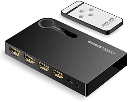 UGREEN HDMI Switch HD Verteiler 3D 4K HDMI Umschalter manuelle IR Fernbedienung Umschaltung 3 IN 1 Out HDMI Splitter für TV Stick, DVD, HDTV, PS4 usw. Schwarz