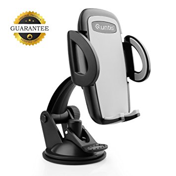 Car Holder, Quntis® Universal Windshield Dashboard Car Phone Holder Mount Cradle 360 Degree Rotation with Strong Sticky Gel Pad for iPhone 7 6s Plus 6s 6 Plus 6 5s 5c 5, Samsung Galaxy S6 S5 Note 5 4 3 and Other Mobile Phones of Width 50mm-100mm (Black)