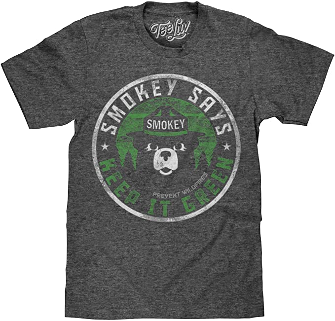 Tee Luv Faded Smokey Bear T-Shirt - Smokey Says Keep It Green Shirt