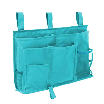 Surblue Caddy Hanging Organizer Bedside Storage Bag Bunk Hospital Beds, Dorm Rooms Bed Rails(8 Pockets) (Green)